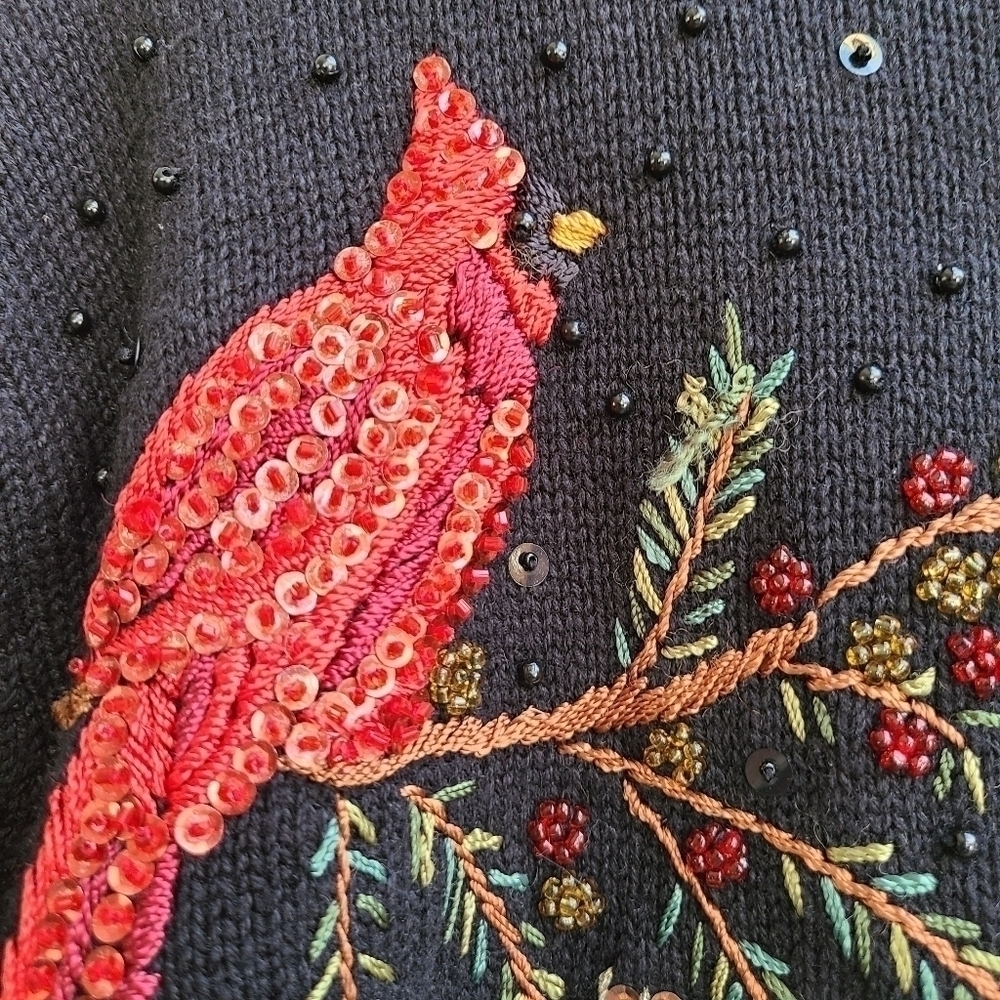 Tiara International Christmas Collection 2004 Beaded Cardigan Sweater, Size L - Picture 6 of 9